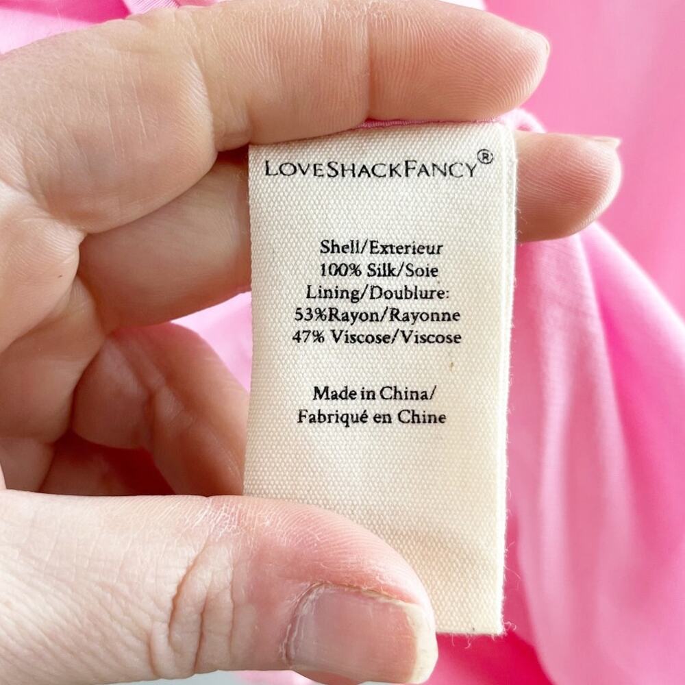 LoveShackFancy Astara Silk Blazer Jacket Pink 10 - Picture 5 of 5